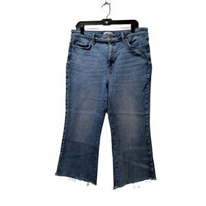 LC Lauren Conrad Super High-Rise Flare Jeans 16 Blue Ankle Crop Stretch 34x23